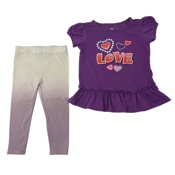 Garanimals & Wings 12M Baby Outfits Purple Love Top W/ Ombre Leggings & Crab Tee - Picture 4 of 7